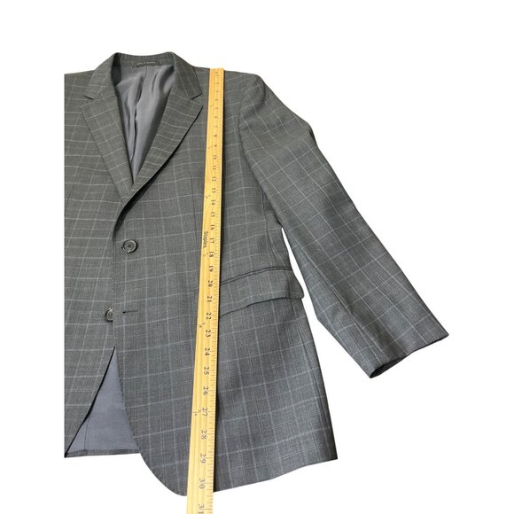 Hugo Boss Mens Gray Checkered Blazer Jacket 42R Made In Bulgaria - Picture 7 of 7